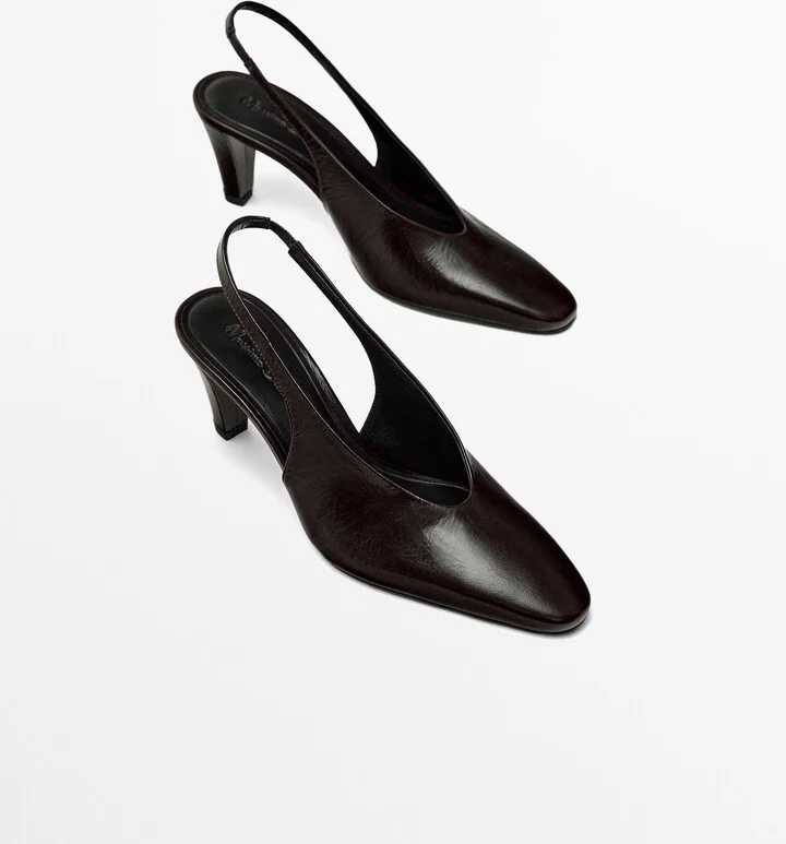Leather Round Toe Slingback Shoes - Image 3