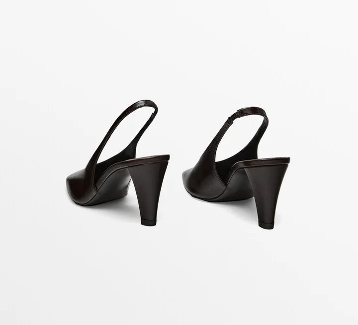 Leather Round Toe Slingback Shoes - Image 4