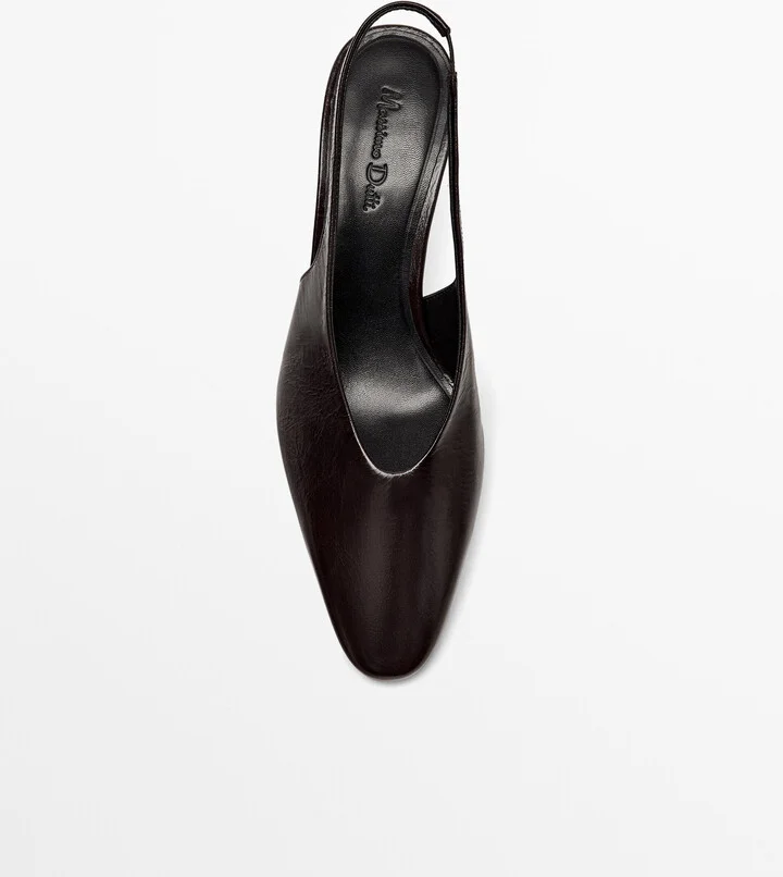 Leather Round Toe Slingback Shoes - Image 5