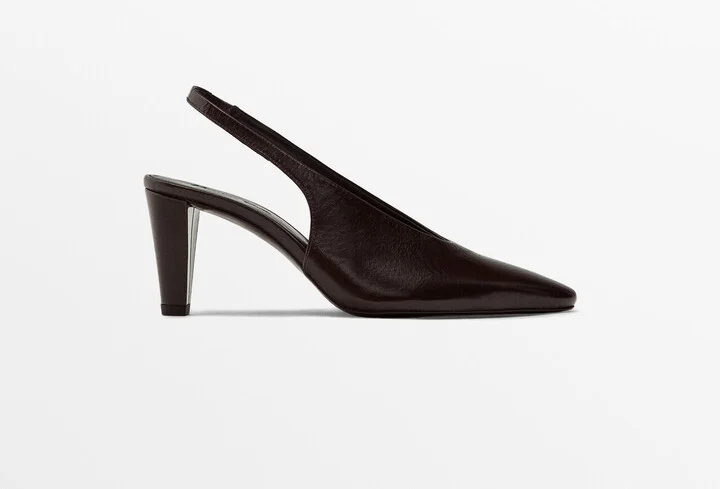 Leather Round Toe Slingback Shoes