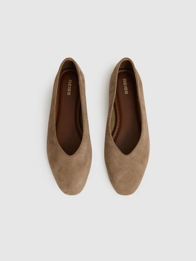 Leather Rounded-point Toe Ballet Flats - Image 3