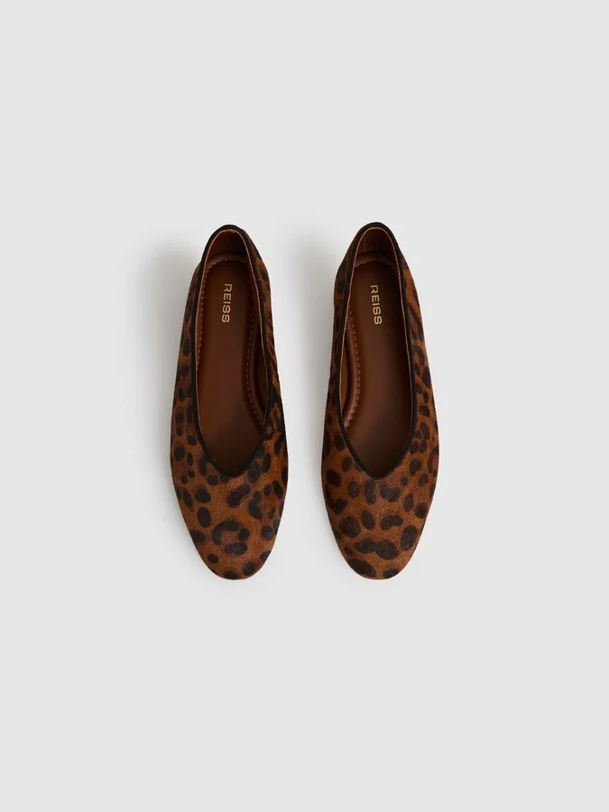 Leather Rounded-point Toe Ballet Flats - Image 3