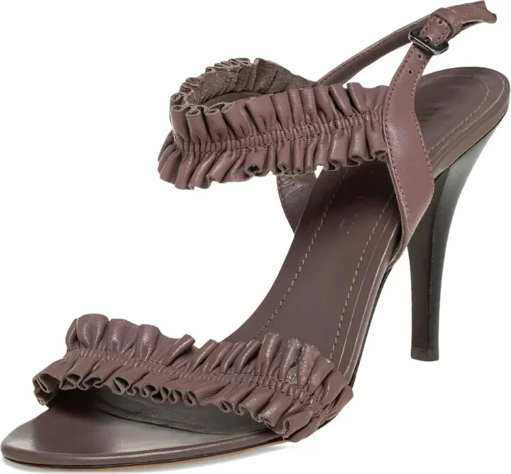 Leather Ruffled Sandals - Image 2
