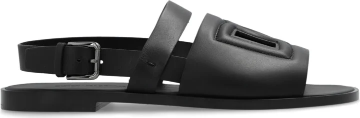 Leather Sandals, , - Black