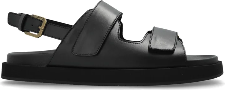 Leather Sandals, , - Black
