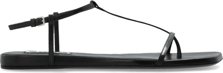 Leather Sandals, , - Black