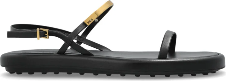 Leather Sandals, , - Black
