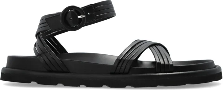 Leather Sandals, , - Black