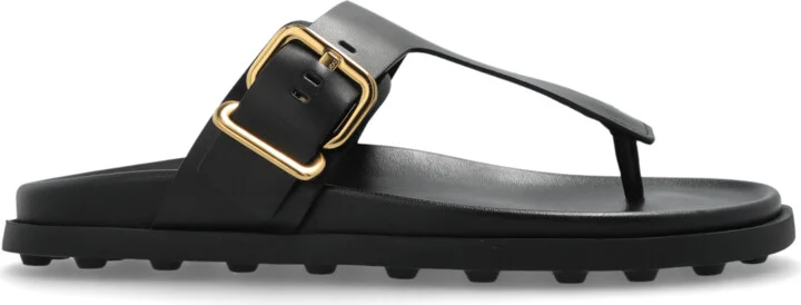 Leather Sandals, , - Black