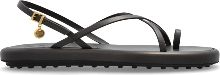 Leather Sandals, , - Brown