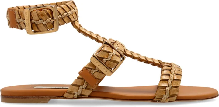 Leather Sandals, , - Brown