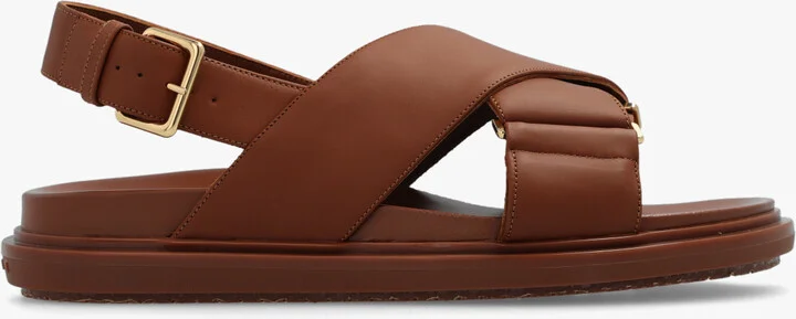 Leather Sandals, , - Brown