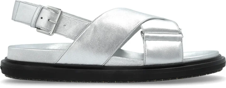 Leather Sandals, , - Silver