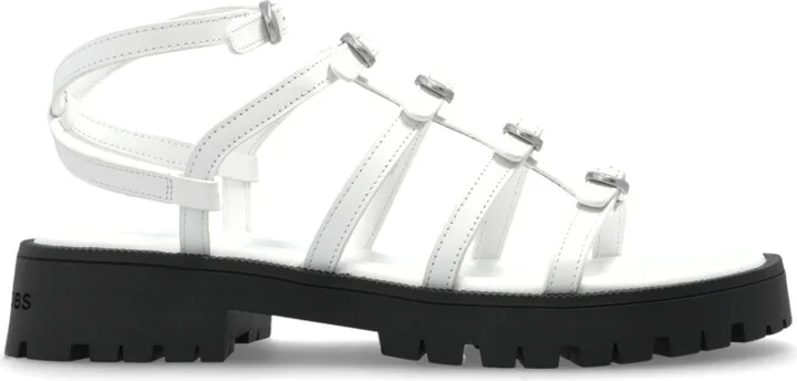 Leather Sandals, , - White