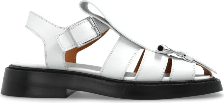 Leather Sandals, , - White