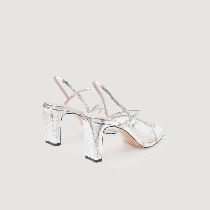 Leather sandals with a wide heel - Image 2