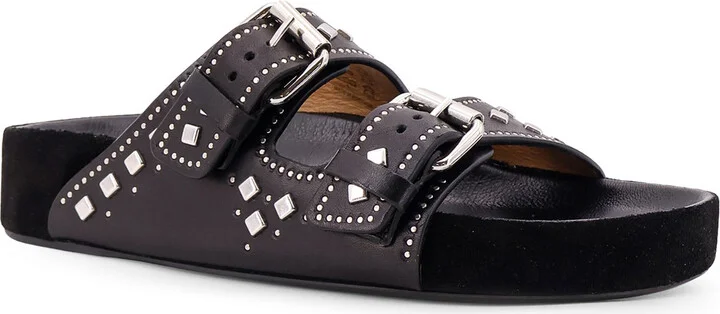 Leather Sandals With All-over Stud Detail - Image 2