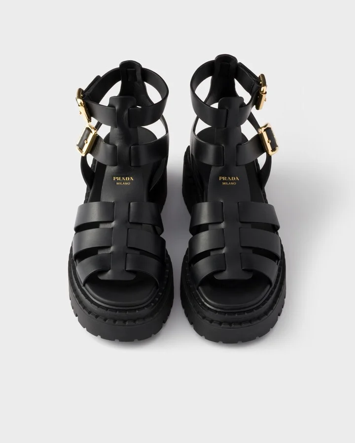 Leather sandals with ankle straps - Image 3