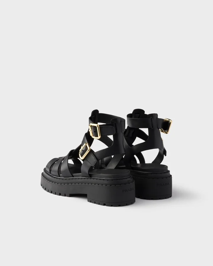 Leather sandals with ankle straps - Image 4