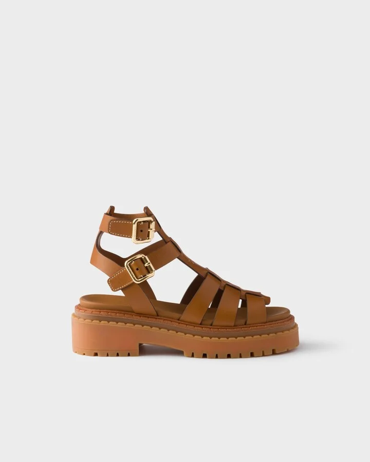 Leather sandals with ankle straps - Image 2
