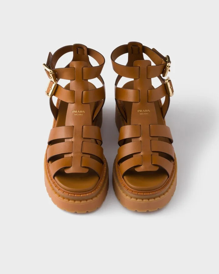 Leather sandals with ankle straps - Image 3