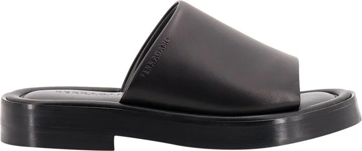 Leather Sandals With Embossed Logo On The Side