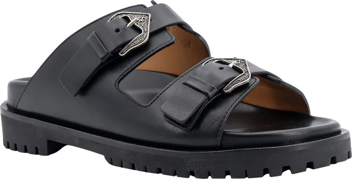 Leather Sandals With Metal Buckles With Arrow Logo - Image 2