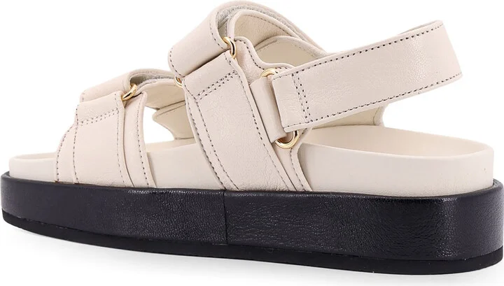 Leather Sandals With Metal Monogram - Image 3