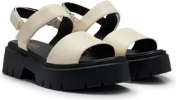 Leather sandals with stacked logo- White Women's Sandals size 8