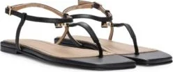 Leather sandals with toe-post detail- Black Women's Sandals size 6