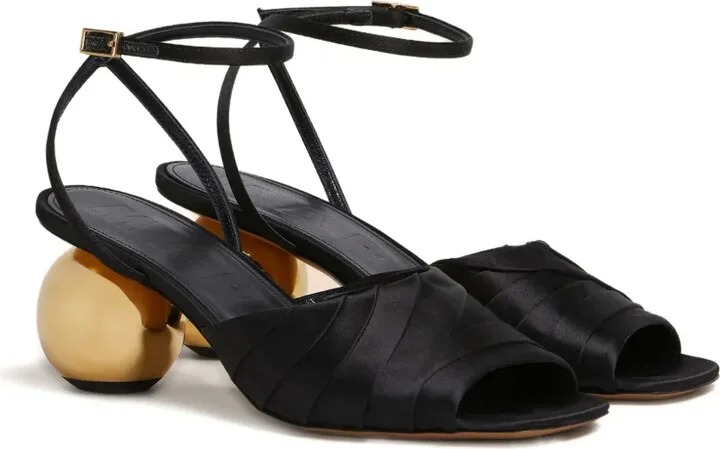Leather Sculptural Heel Sandals - Image 2