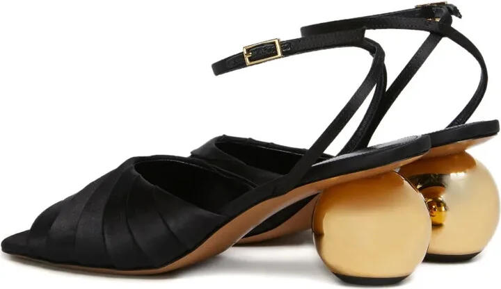 Leather Sculptural Heel Sandals - Image 3