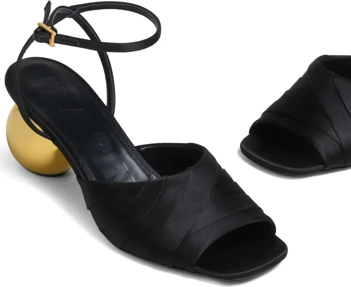 Leather Sculptural Heel Sandals - Image 4