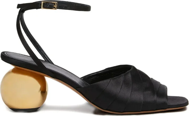 Leather Sculptural Heel Sandals