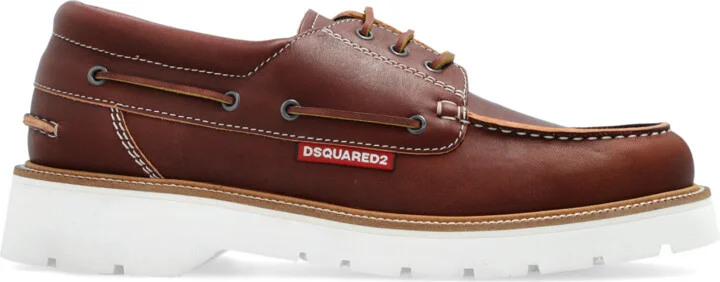 Leather Shoes, , - Brown