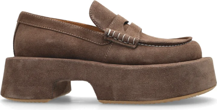 Leather Shoes, , - Brown