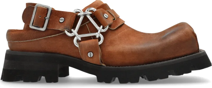 Leather Shoes, , - Brown