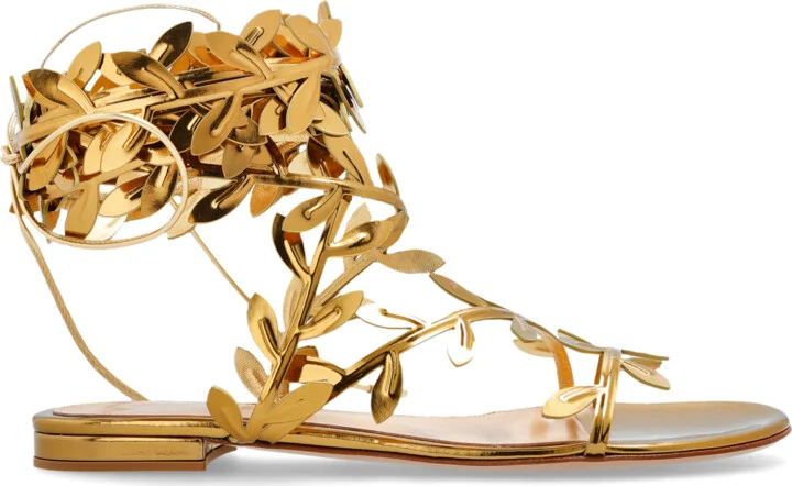 Leather Shoes, , - Gold