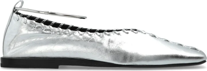 Leather Shoes, , - Silver
