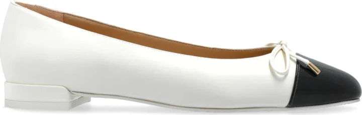 Leather Shoes Sleek Bow, , - Cream