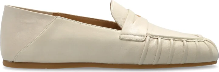 Leather Shoes Type Loafers, , - Cream
