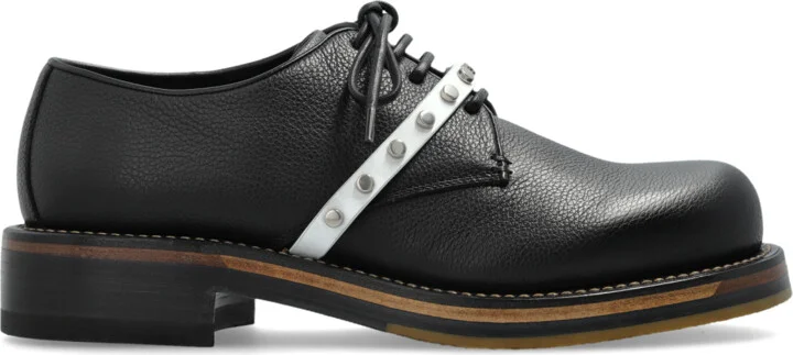 Leather Shoes With Studs, , - Black