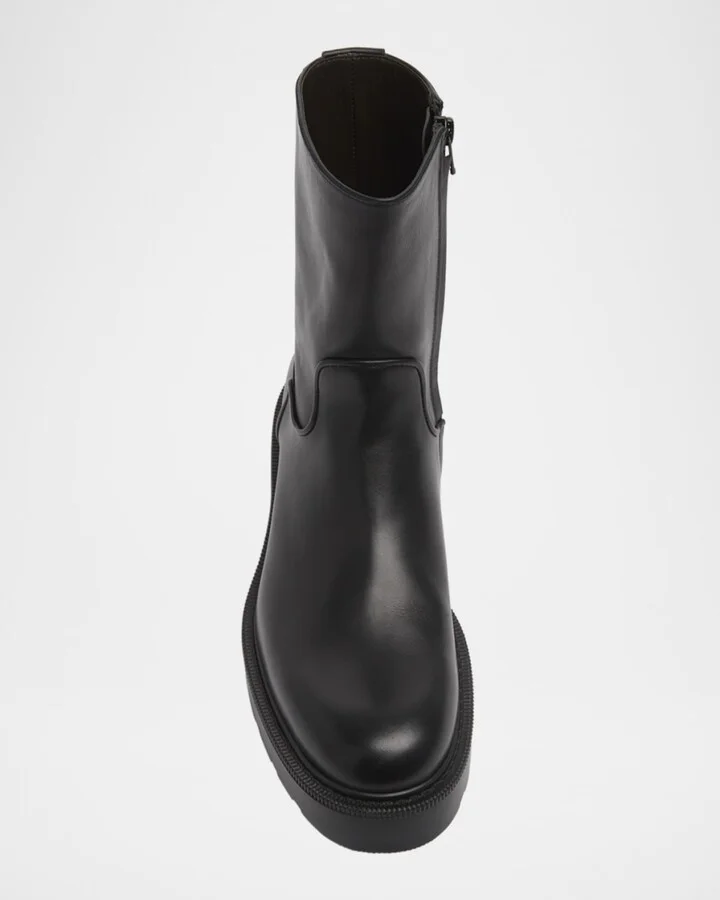 Leather Short Moto Boots - Image 2