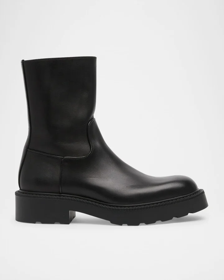 Leather Short Moto Boots