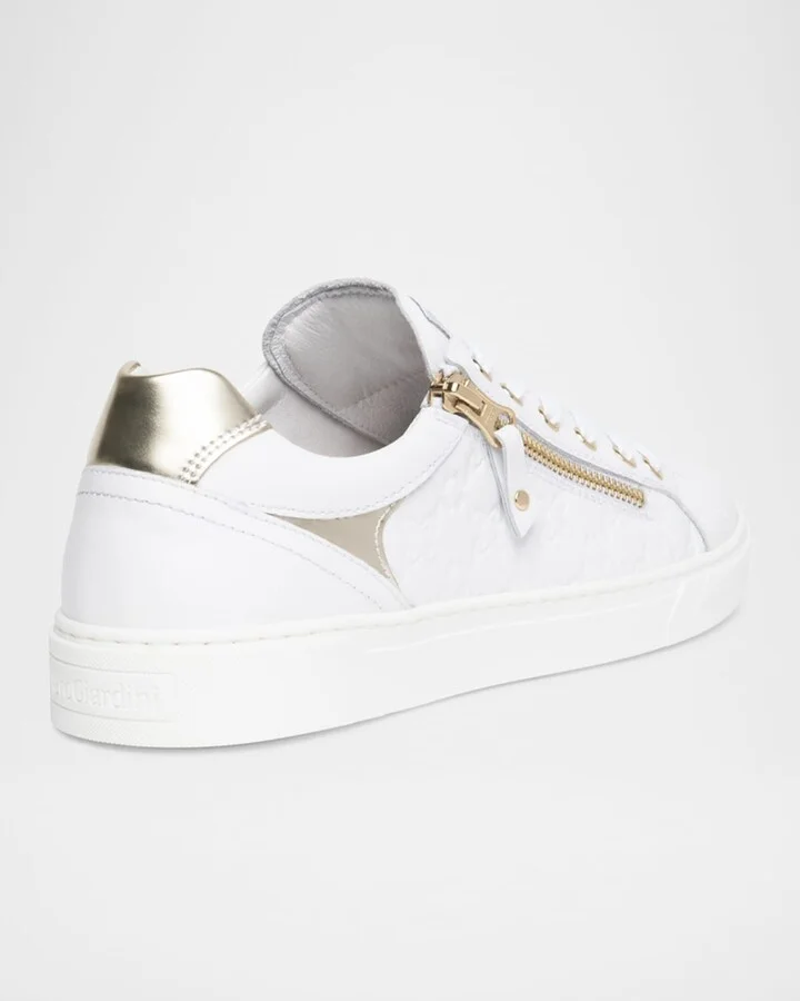 Leather Side Zip Low-Top Sneakers - Image 2