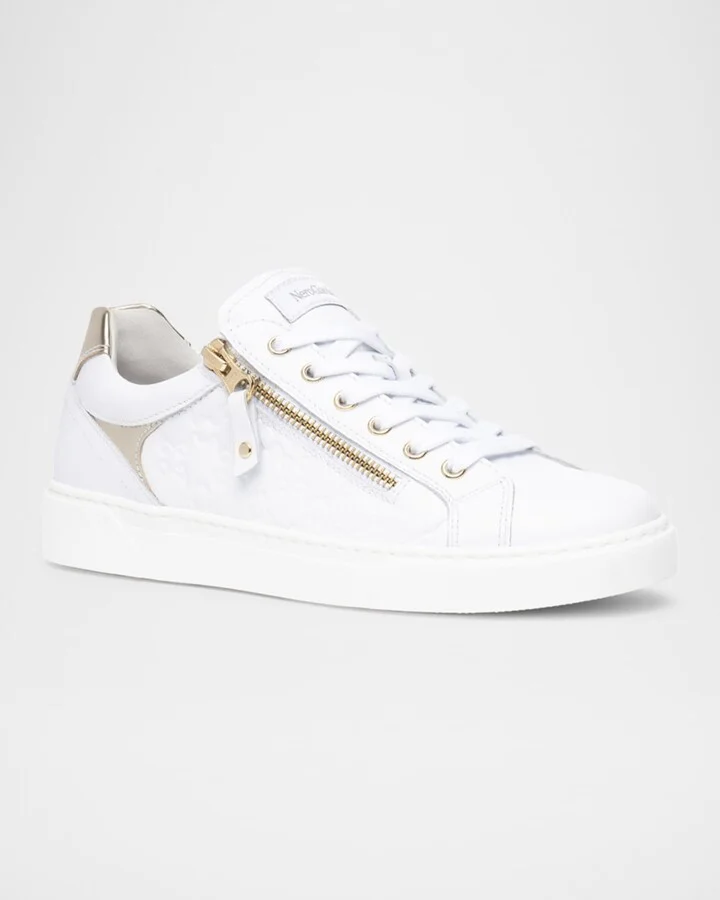 Leather Side Zip Low-Top Sneakers - Image 3