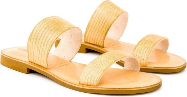 Leather Slide Sandal In Natural