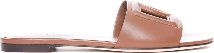 Leather Slide With Dg Logo