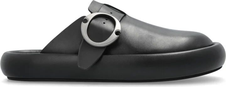 Leather Slides Arc, , - Black