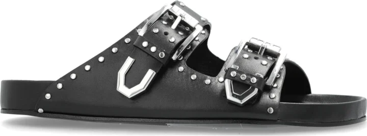 Leather Slides Billie, , - Black